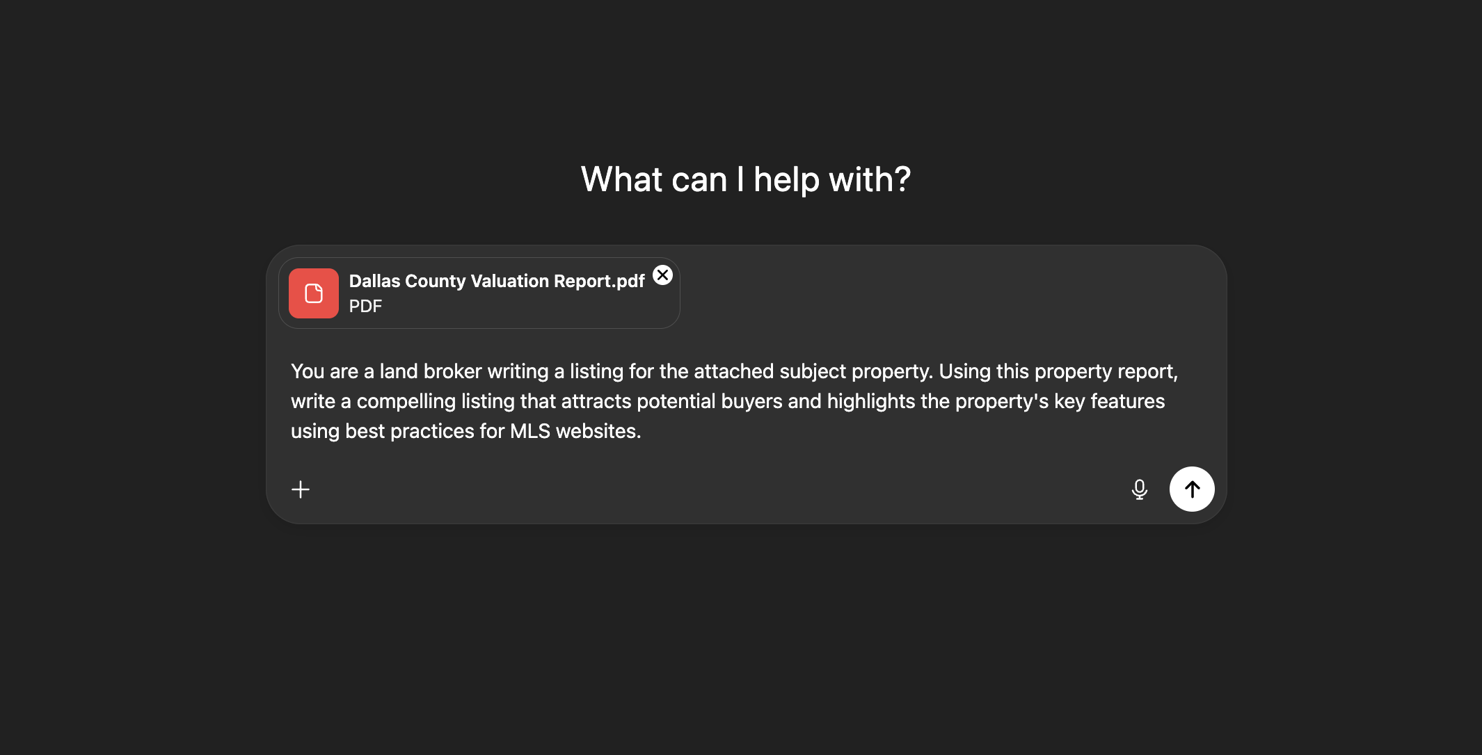 AI prompt to write a property listing